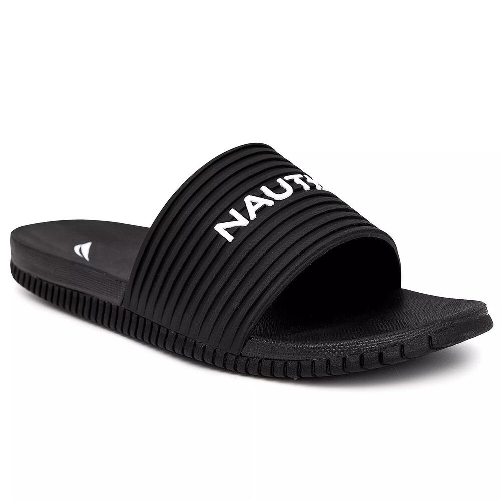Nautica Men Mauro Summer Beach Pool Slides Size US 12M Black White